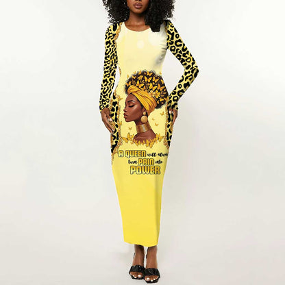 Black Her Story Long Sleeve Bodycon Dress A Queen Turns Pain Into Power - African Pride