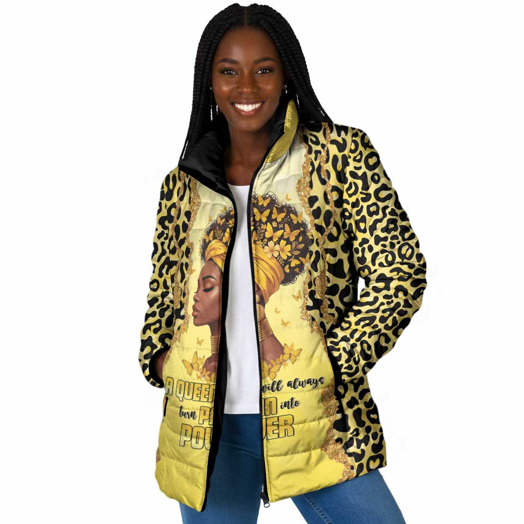 Black Her Story Padded Jacket A Queen Turns Pain Into Power - African Pride