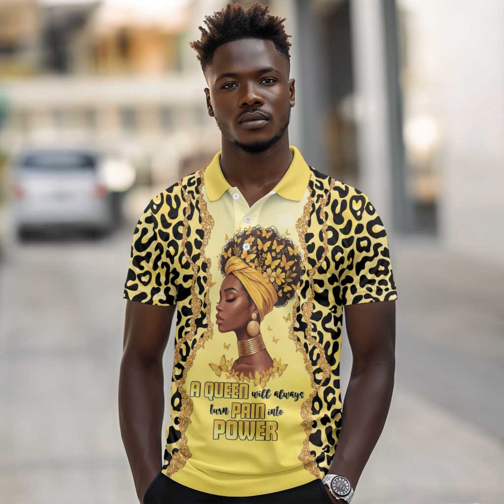 Black Her Story Polo Shirt A Queen Turns Pain Into Power - African Pride