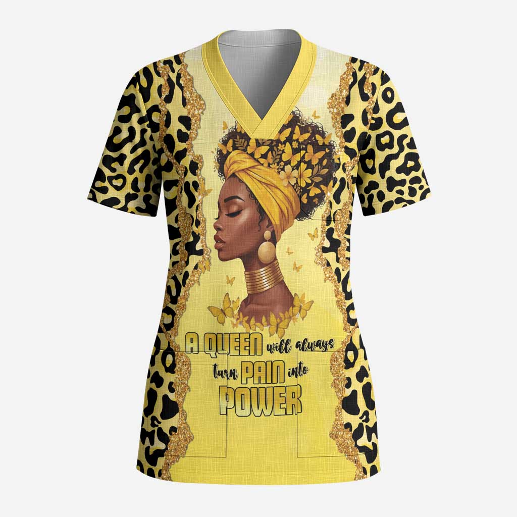 Black Her Story Scrub Top A Queen Turns Pain Into Power - African Pride