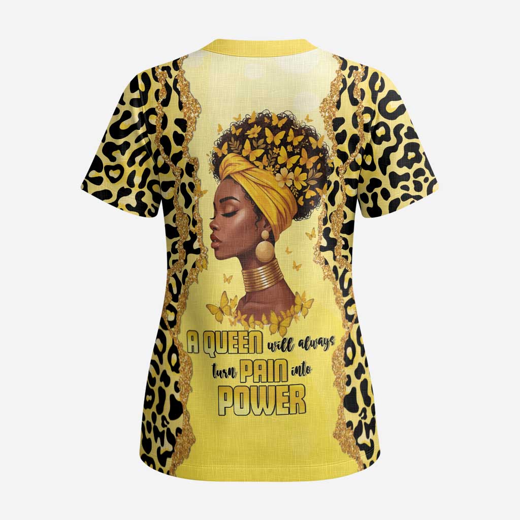 Black Her Story Scrub Top A Queen Turns Pain Into Power - African Pride