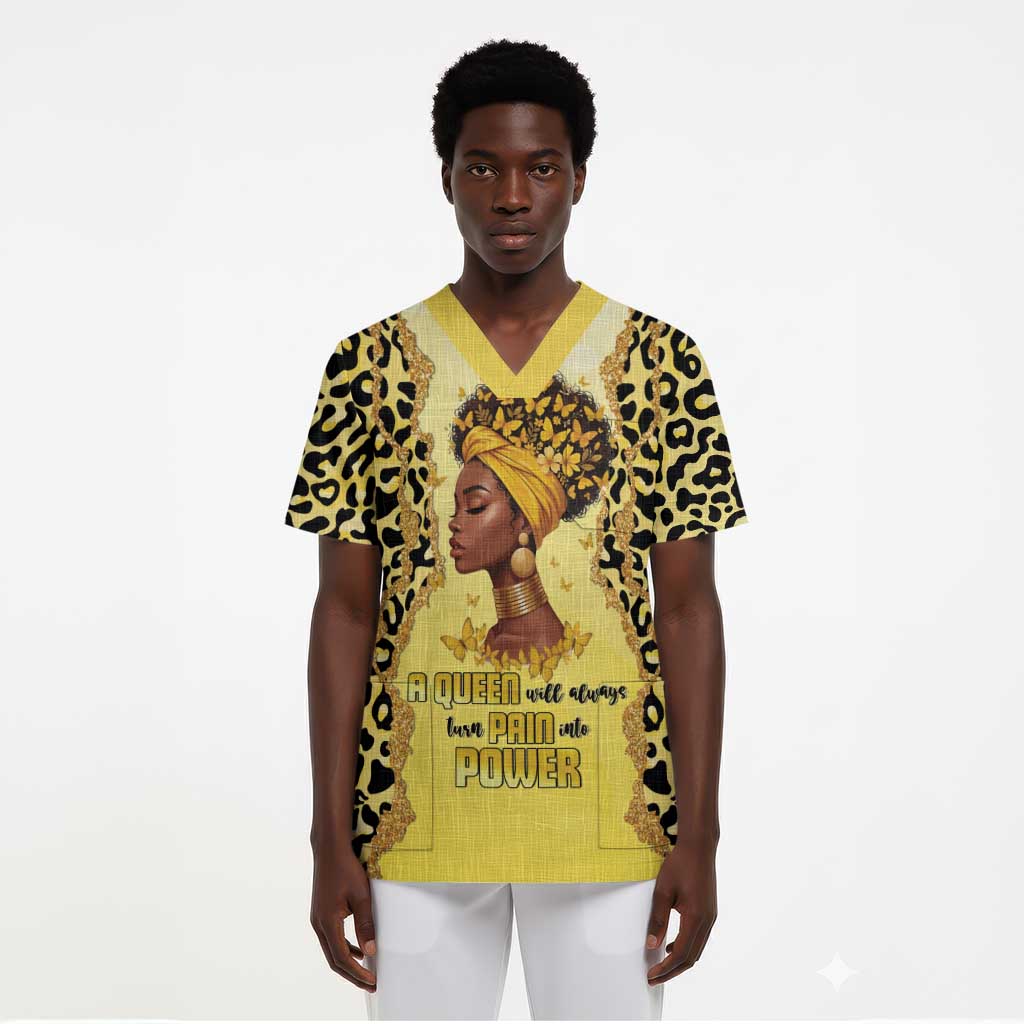 Black Her Story Scrub Top A Queen Turns Pain Into Power - African Pride