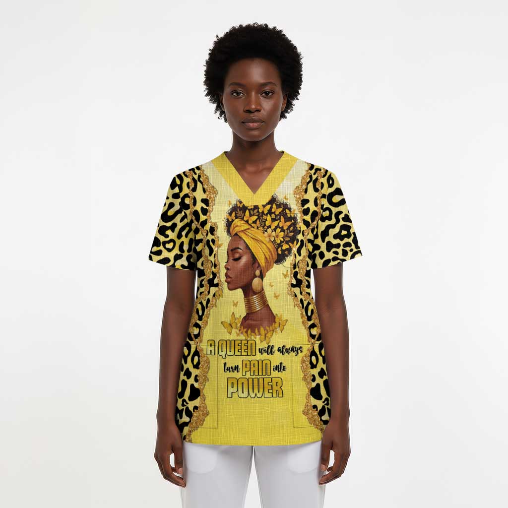 Black Her Story Scrub Top A Queen Turns Pain Into Power - African Pride
