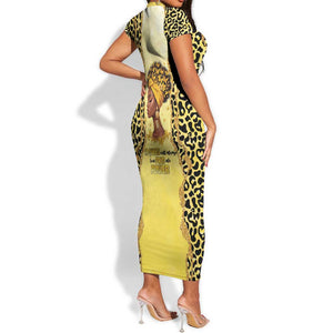 Black Her Story Short Sleeve Bodycon Dress A Queen Turns Pain Into Power - African Pride