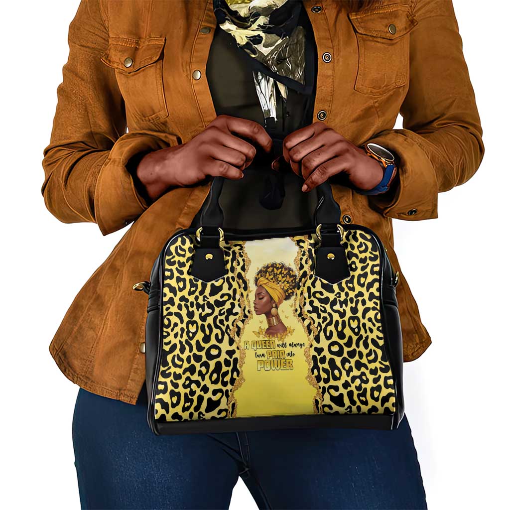 Black Her Story Shoulder Handbag A Queen Turns Pain Into Power - African Pride