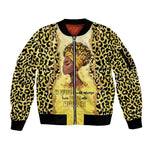 Black Her Story Sleeve Zip Bomber Jacket A Queen Turns Pain Into Power - African Pride