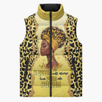 Black Her Story Sleeveless Puffer Jacket A Queen Turns Pain Into Power - African Pride
