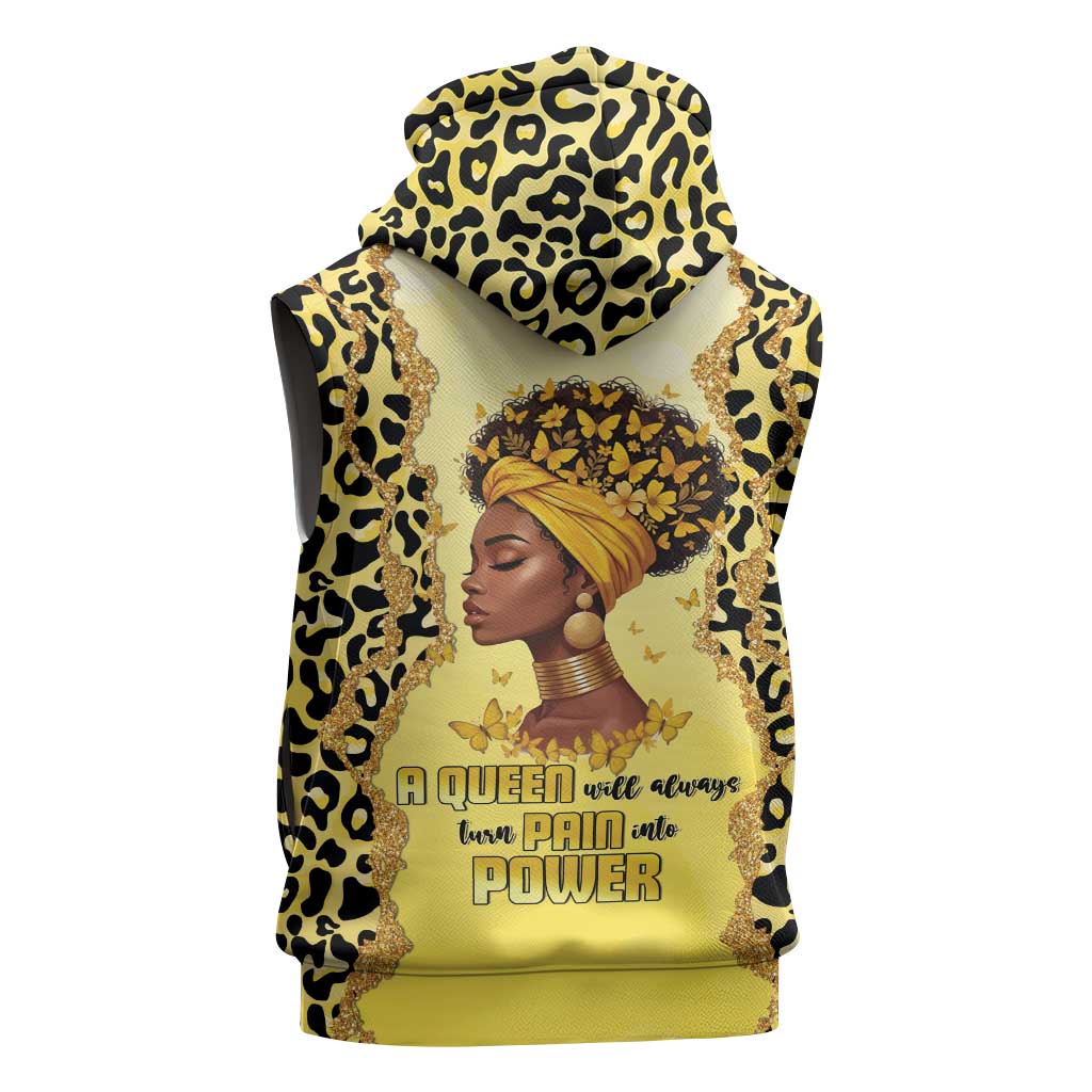 Black Her Story Sleeveless Zip Hoodie A Queen Turns Pain Into Power - African Pride