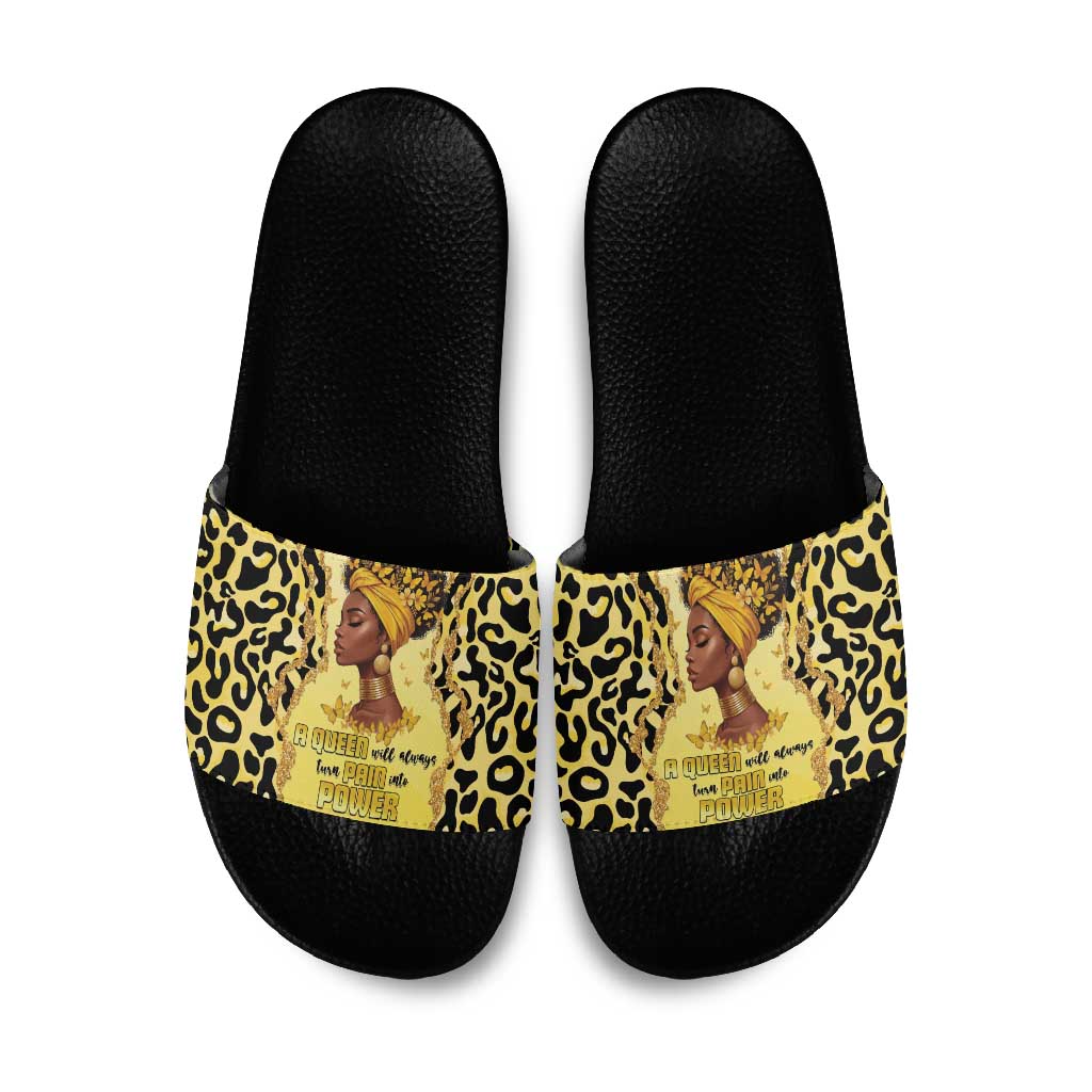 Black Her Story Slide Sandals A Queen Turns Pain Into Power - African Pride