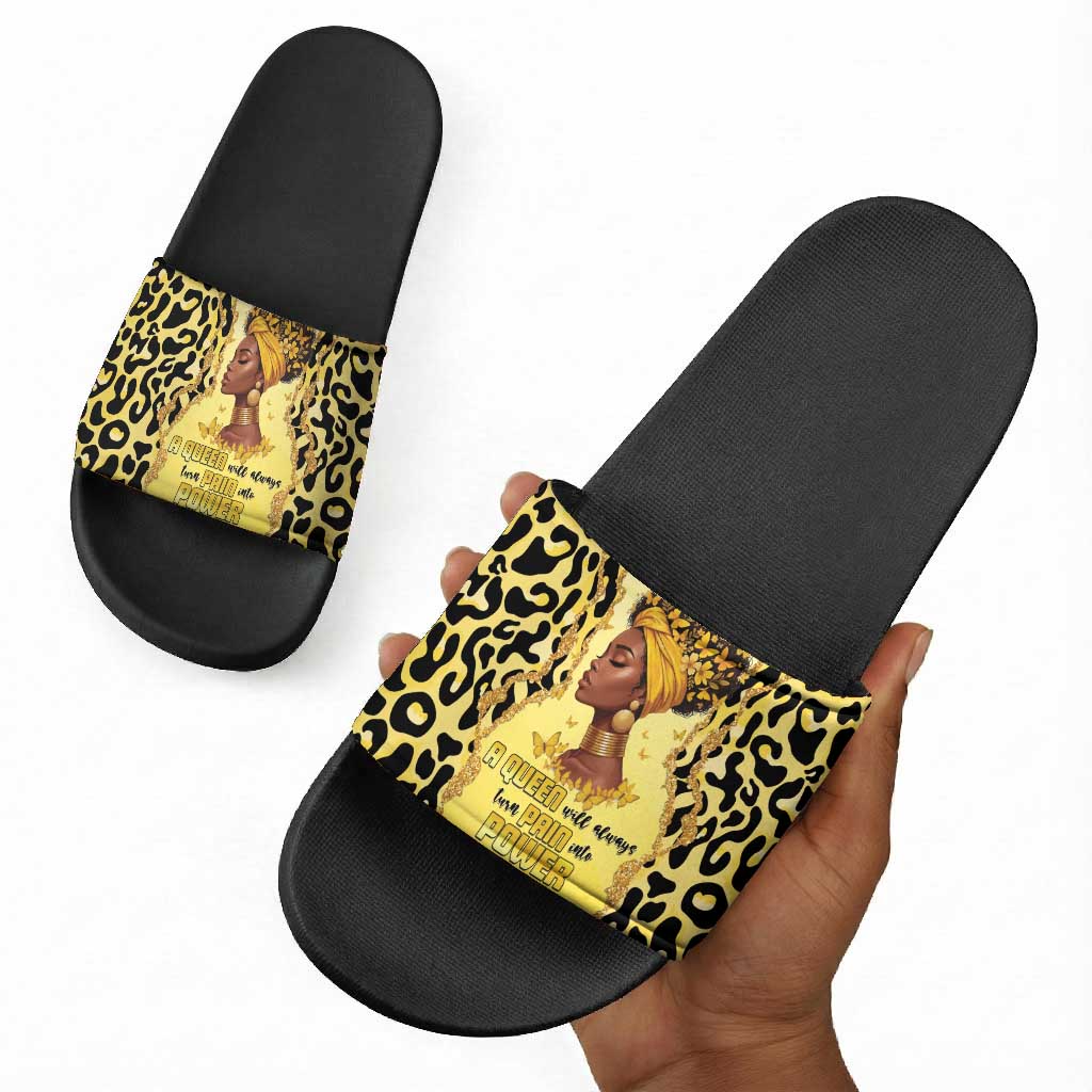 Black Her Story Slide Sandals A Queen Turns Pain Into Power - African Pride