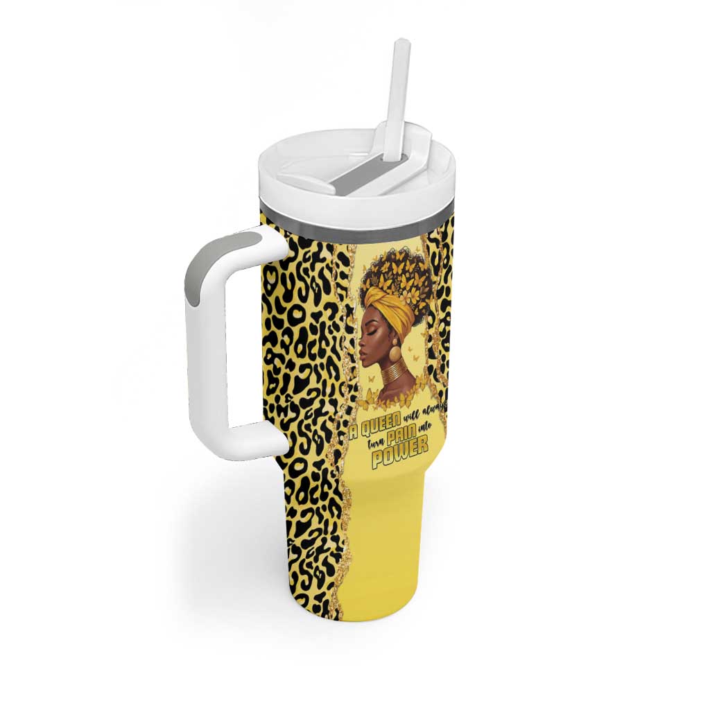 Black Her Story Tumbler With Handle A Queen Turns Pain Into Power - African Pride