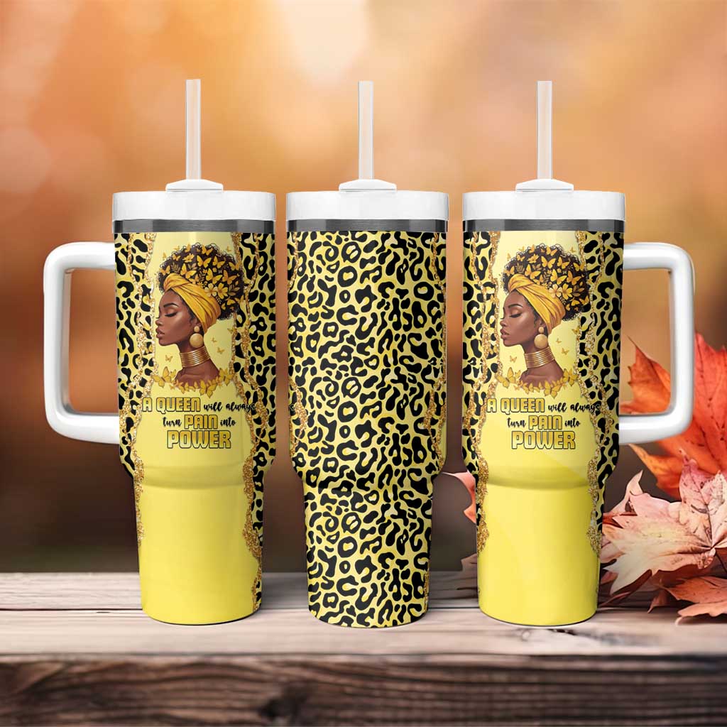 Black Her Story Tumbler With Handle A Queen Turns Pain Into Power - African Pride