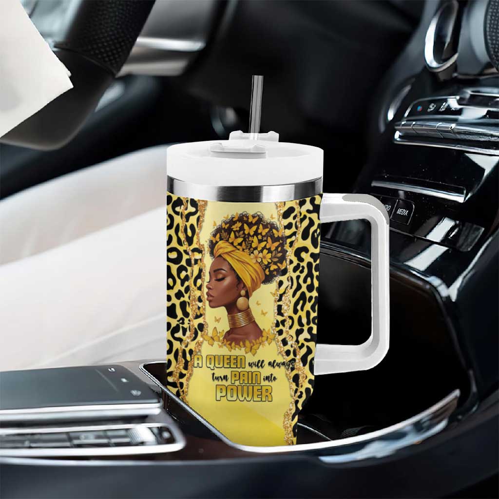 Black Her Story Tumbler With Handle A Queen Turns Pain Into Power - African Pride