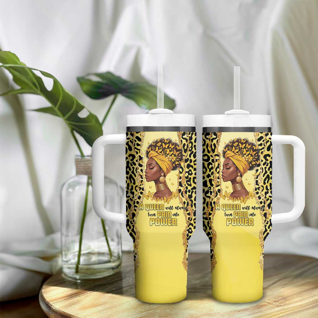 Black Her Story Tumbler With Handle A Queen Turns Pain Into Power - African Pride