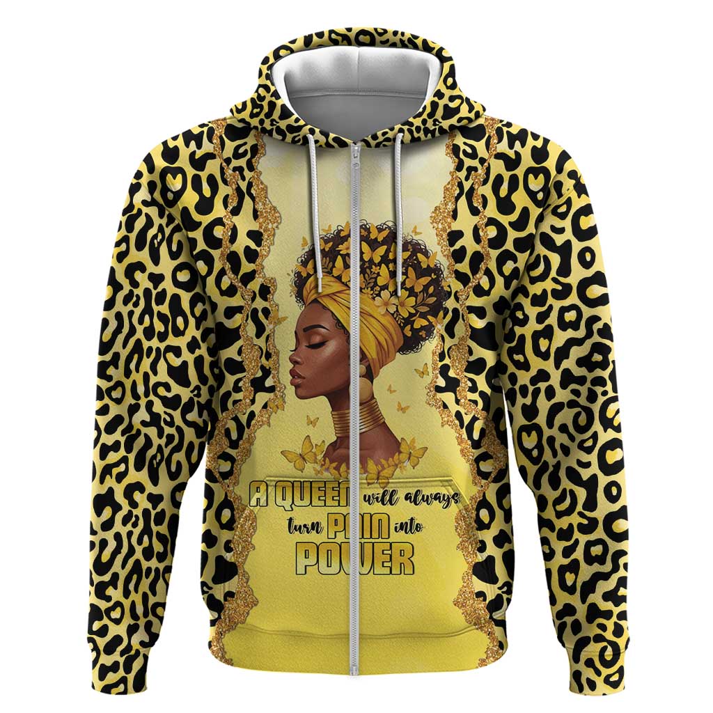 Black Her Story Zip Hoodie A Queen Turns Pain Into Power - African Pride