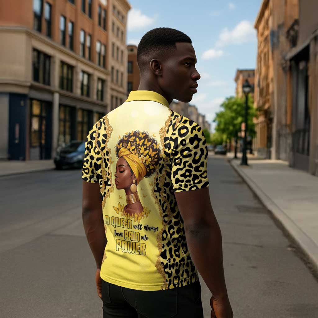 Black Her Story Zipper Polo Shirt A Queen Turns Pain Into Power - African Pride