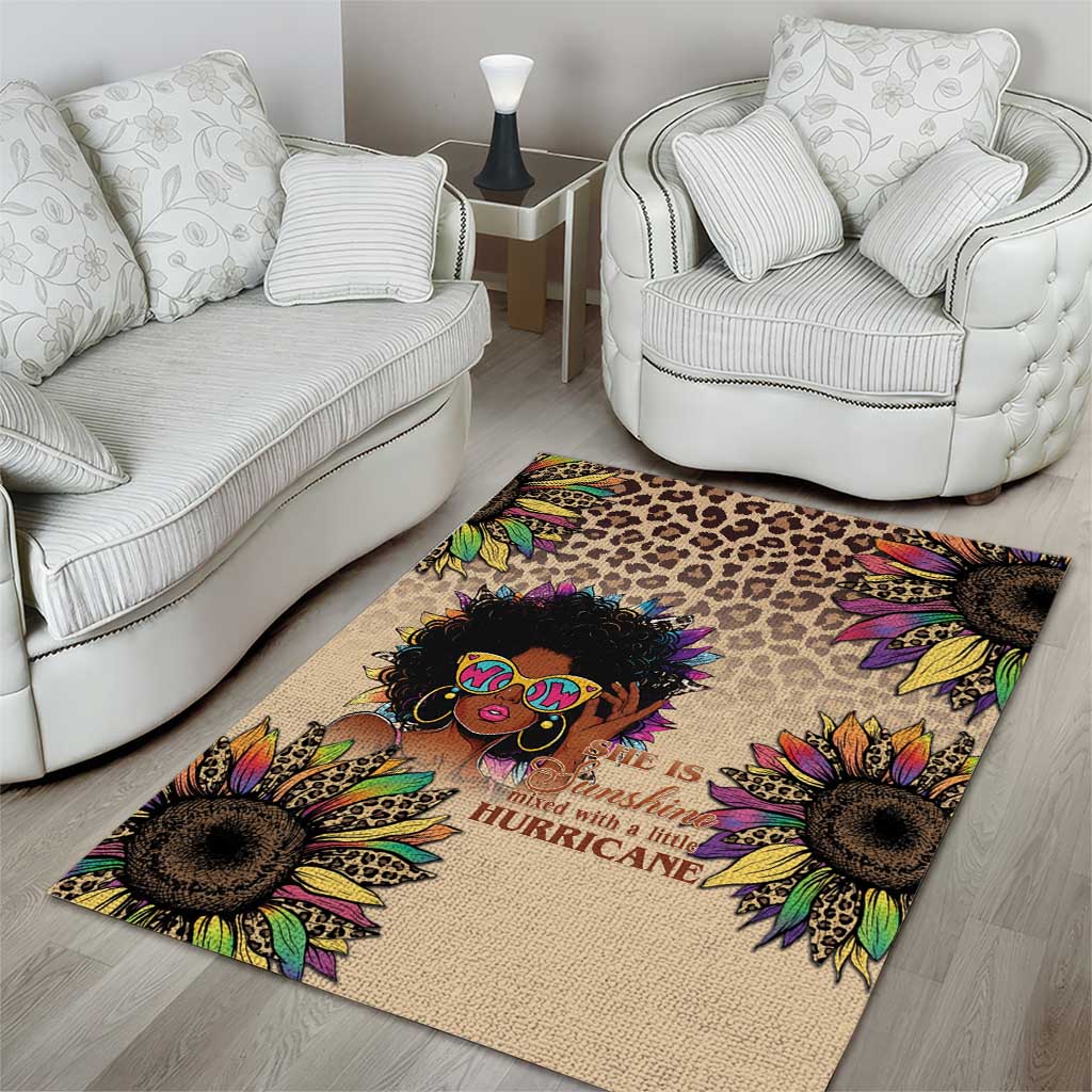 Black Her Story Sunshine Hurricane Area Rug Empowered Black Woman - African Pride