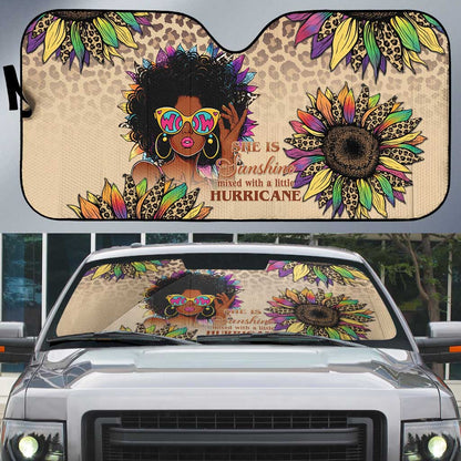 Black Her Story Sunshine Hurricane Auto Sun Shade Empowered Black Woman - African Pride