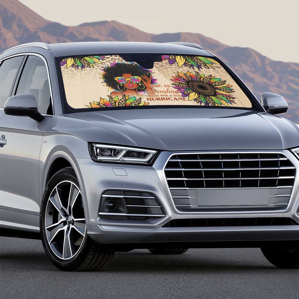 Black Her Story Sunshine Hurricane Auto Sun Shade Empowered Black Woman - African Pride