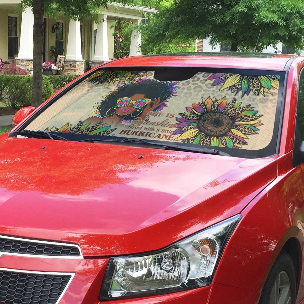 Black Her Story Sunshine Hurricane Auto Sun Shade Empowered Black Woman - African Pride