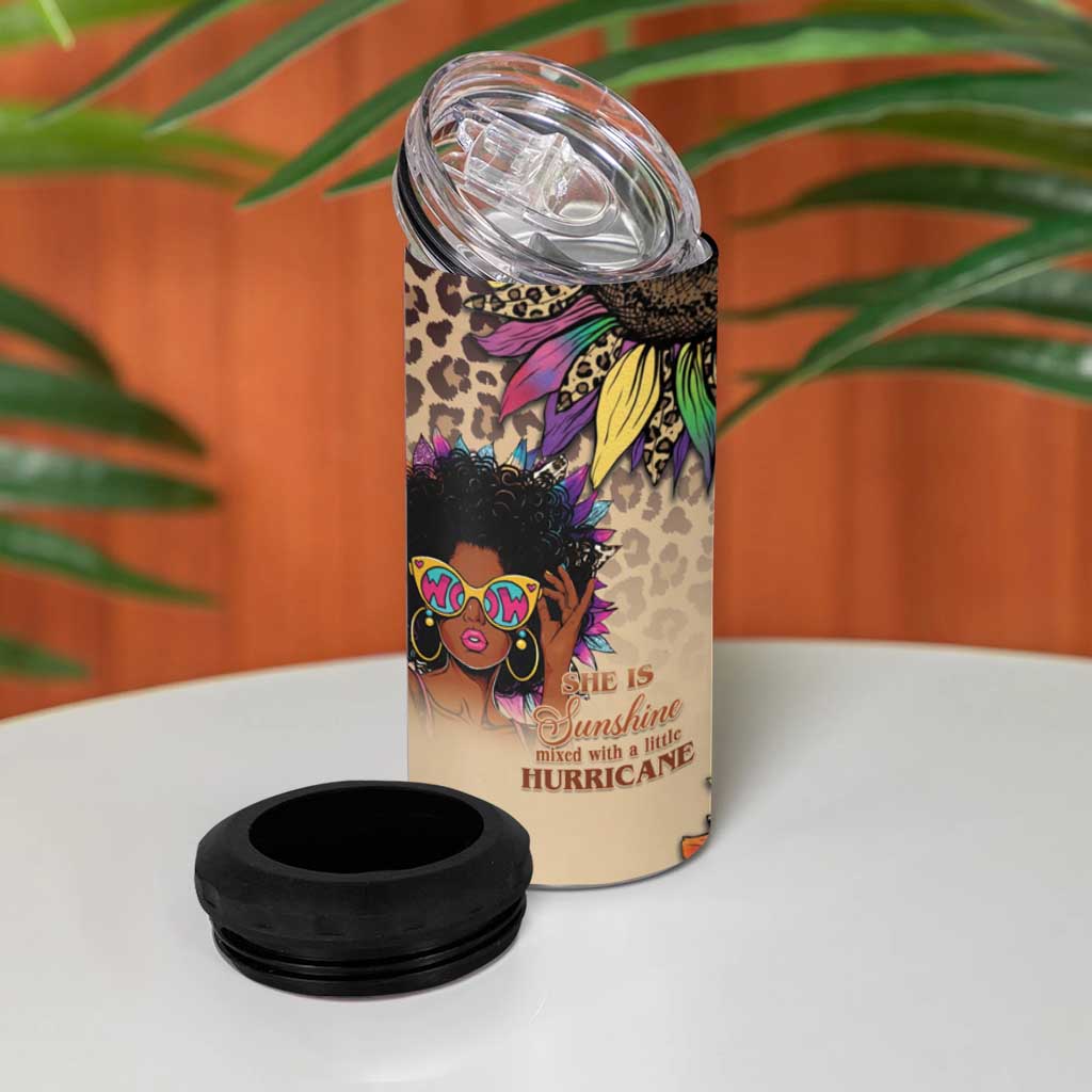 Black Her Story Sunshine Hurricane 4 in 1 Can Cooler Tumbler Empowered Black Woman - African Pride
