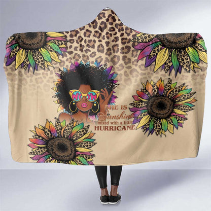 Black Her Story Sunshine Hurricane Hooded Blanket Empowered Black Woman - African Pride