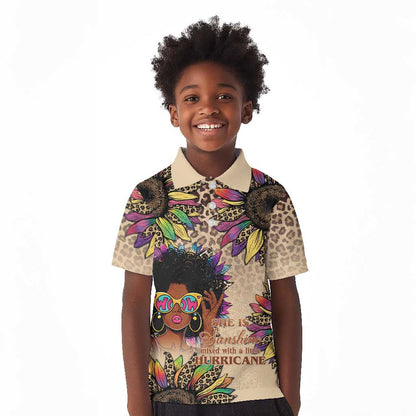Black Her Story Sunshine Hurricane Kid Polo Shirt Empowered Black Woman - African Pride