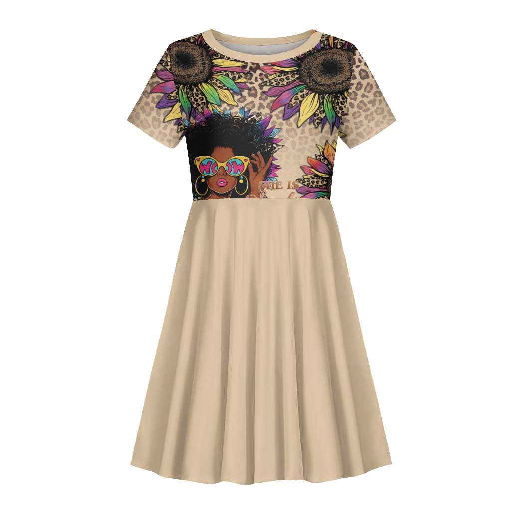 Black Her Story Sunshine Hurricane Kid Short Sleeve Dress Empowered Black Woman - African Pride