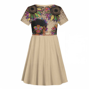 Black Her Story Sunshine Hurricane Kid Short Sleeve Dress Empowered Black Woman - African Pride