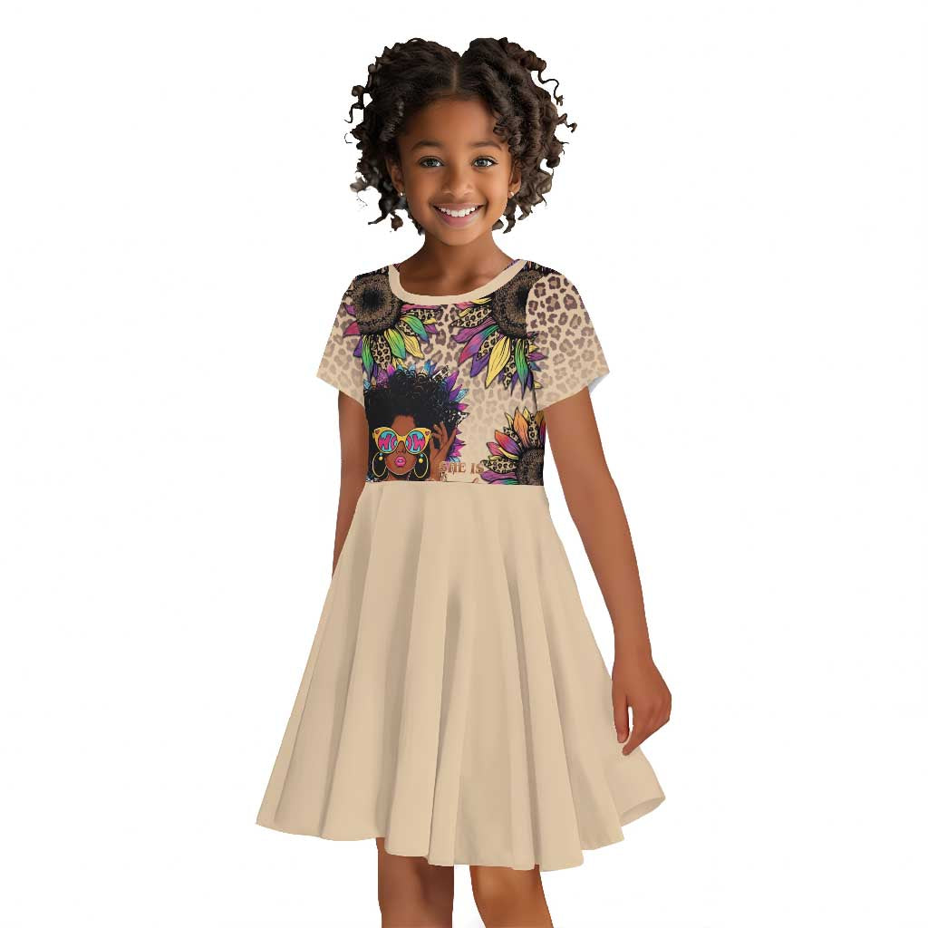 Black Her Story Sunshine Hurricane Kid Short Sleeve Dress Empowered Black Woman - African Pride