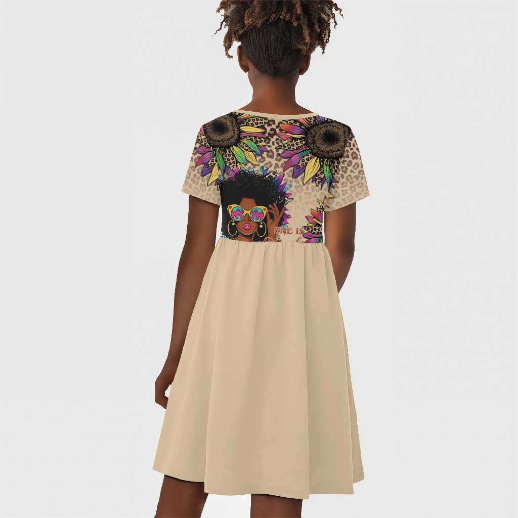 Black Her Story Sunshine Hurricane Kid Short Sleeve Dress Empowered Black Woman - African Pride