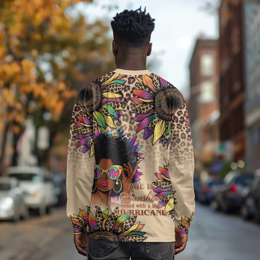 Black Her Story Sunshine Hurricane Long Sleeve Shirt Empowered Black Woman - African Pride