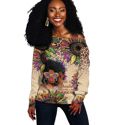 Black Her Story Sunshine Hurricane Off Shoulder Sweater Empowered Black Woman - African Pride