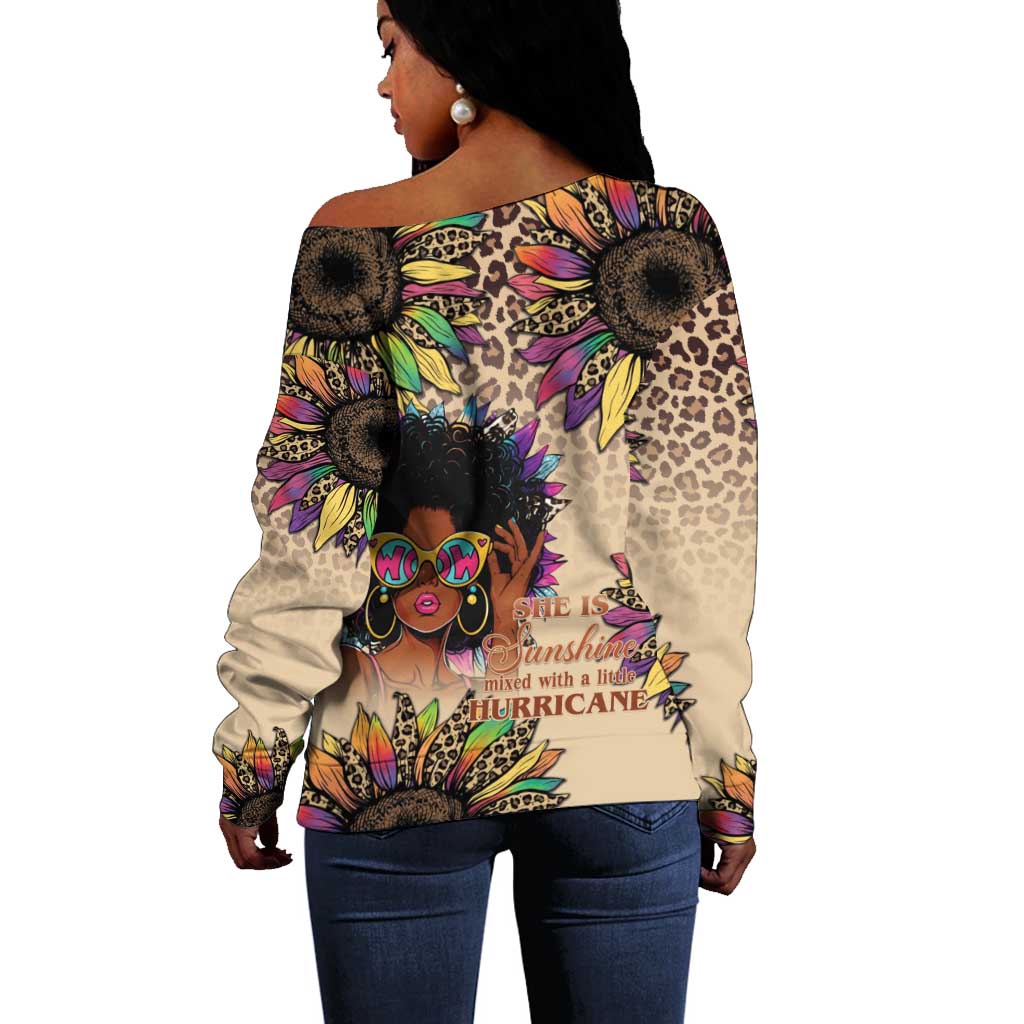 Black Her Story Sunshine Hurricane Off Shoulder Sweater Empowered Black Woman - African Pride