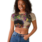 Black Her Story Sunshine Hurricane Raglan Cropped T shirt Empowered Black Woman - African Pride
