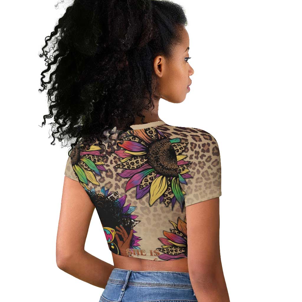 Black Her Story Sunshine Hurricane Raglan Cropped T shirt Empowered Black Woman - African Pride