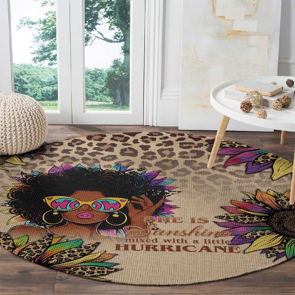 Black Her Story Sunshine Hurricane Round Carpet Empowered Black Woman - African Pride