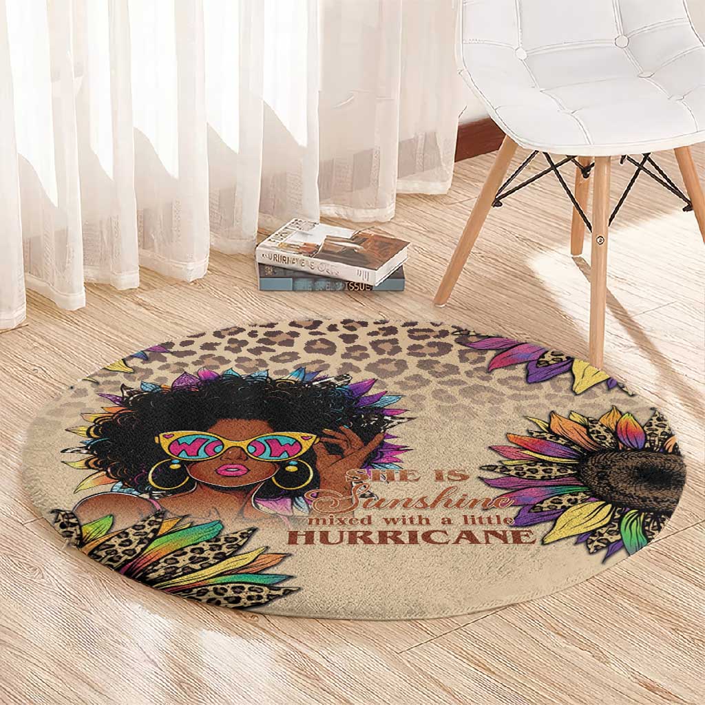 Black Her Story Sunshine Hurricane Round Carpet Empowered Black Woman - African Pride