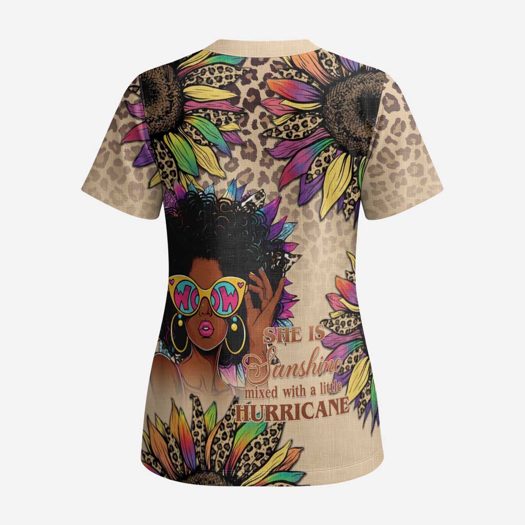 Black Her Story Sunshine Hurricane Scrub Top Empowered Black Woman - African Pride