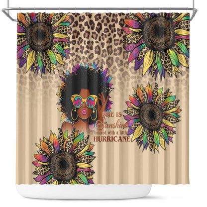 Black Her Story Sunshine Hurricane Shower Curtain Empowered Black Woman - African Pride