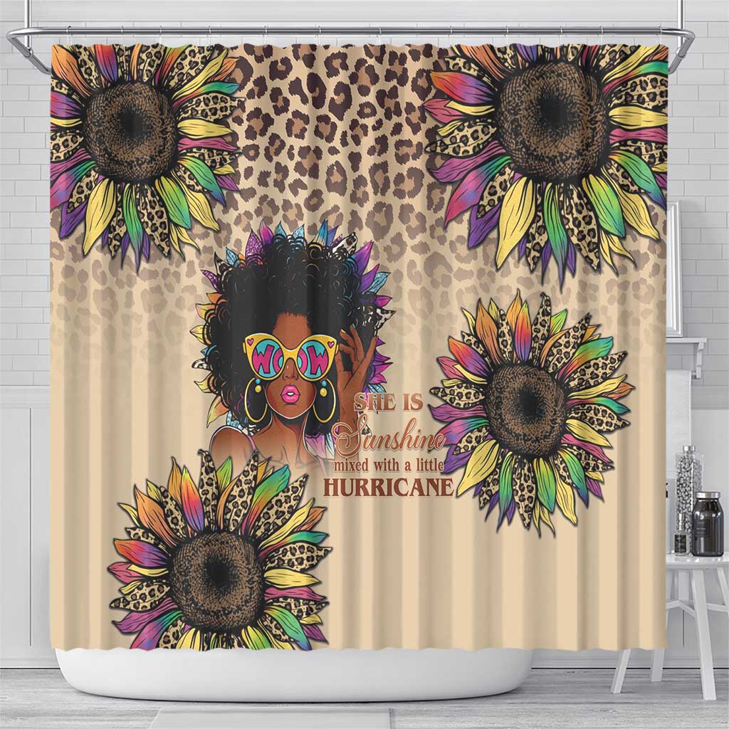 Black Her Story Sunshine Hurricane Shower Curtain Empowered Black Woman - African Pride