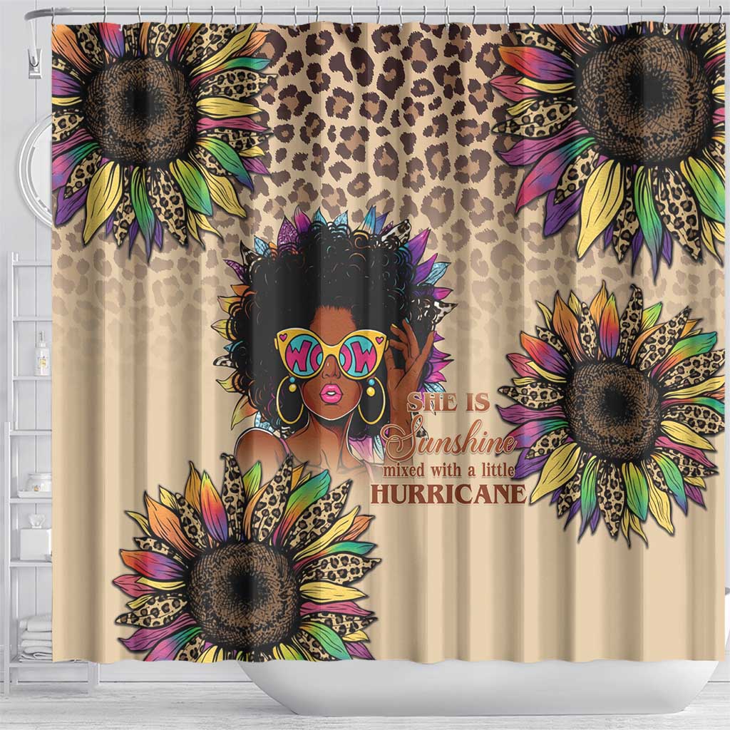 Black Her Story Sunshine Hurricane Shower Curtain Empowered Black Woman - African Pride