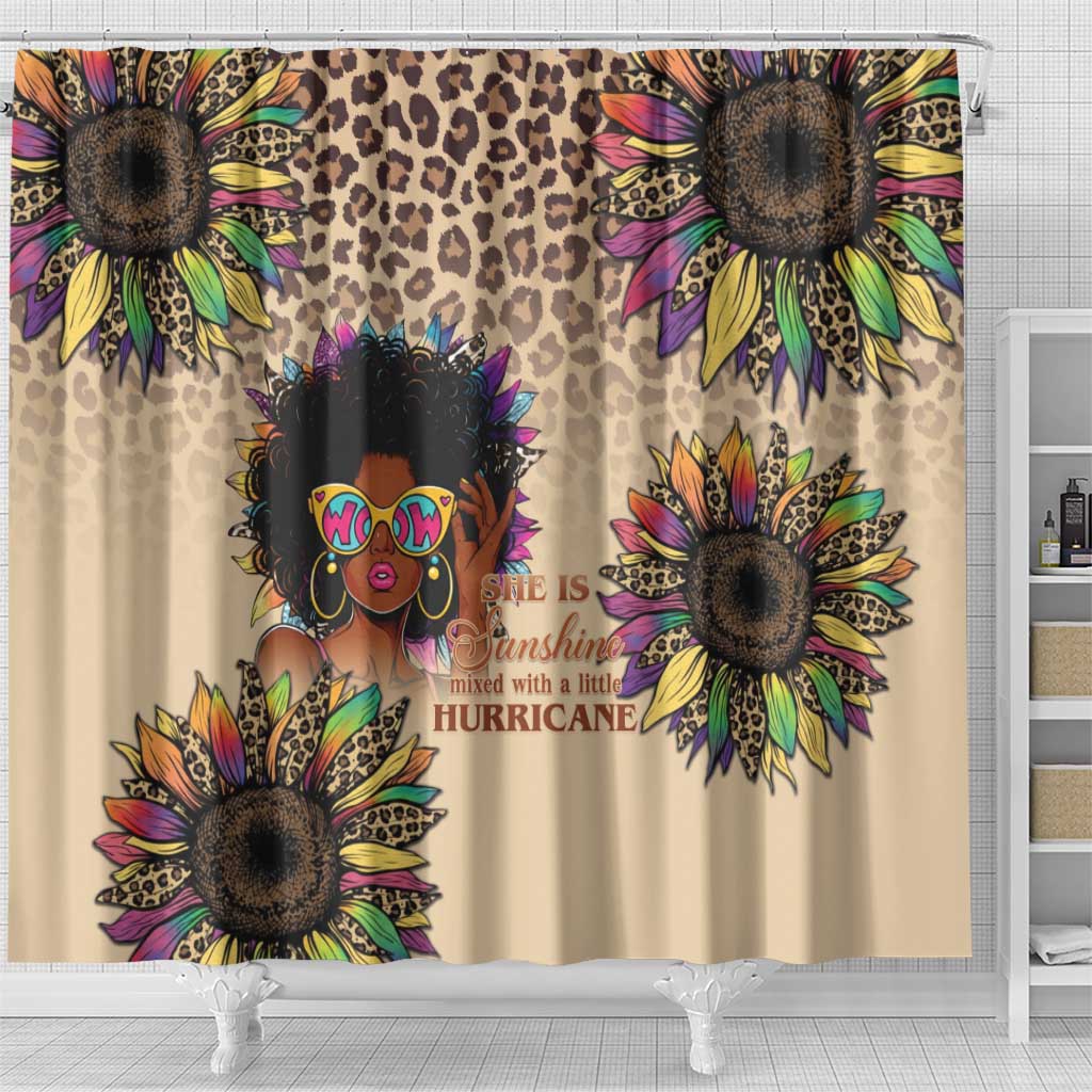 Black Her Story Sunshine Hurricane Shower Curtain Empowered Black Woman - African Pride