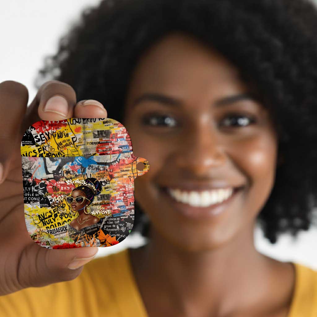 Black Her Story Graffiti Queen AirPods Case Black Woman Empowerment - African Pride