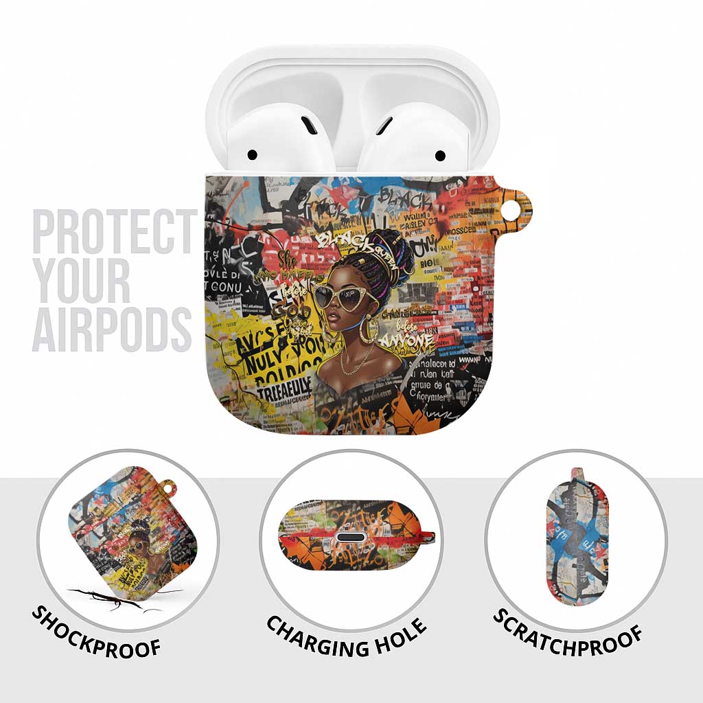 Black Her Story Graffiti Queen AirPods Case Black Woman Empowerment - African Pride