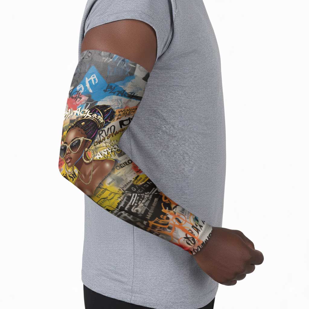 Black Her Story Graffiti Queen Arm Sleeves Black Woman Empowerment - African Pride