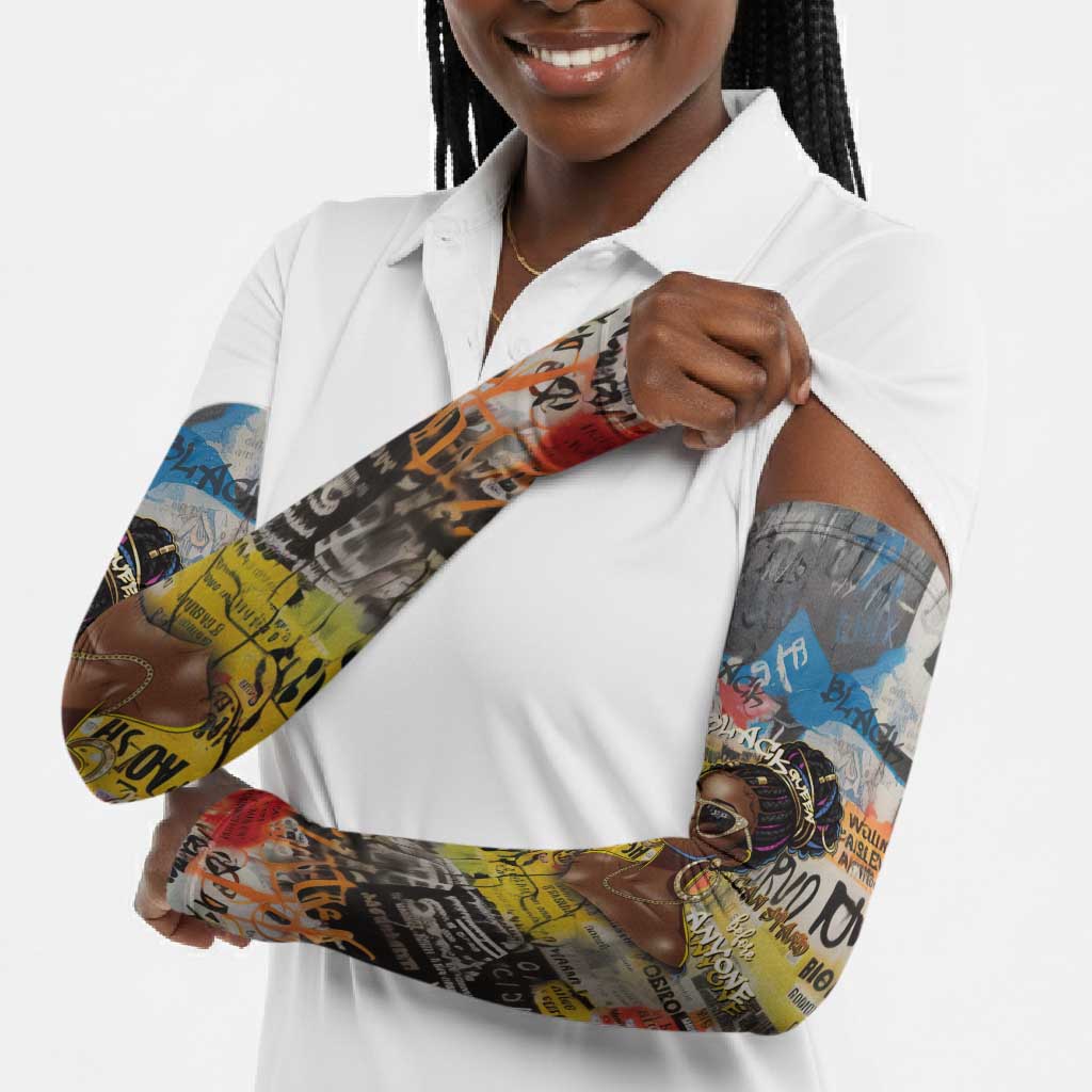 Black Her Story Graffiti Queen Arm Sleeves Black Woman Empowerment - African Pride