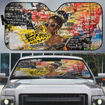 Black Her Story Graffiti Queen Auto Sun Shade Black Woman Empowerment - African Pride