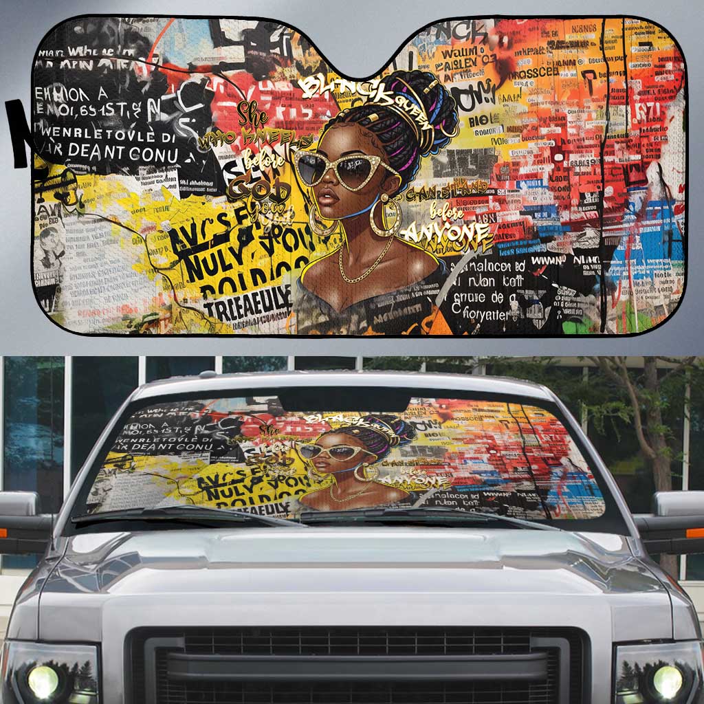 Black Her Story Graffiti Queen Auto Sun Shade Black Woman Empowerment - African Pride