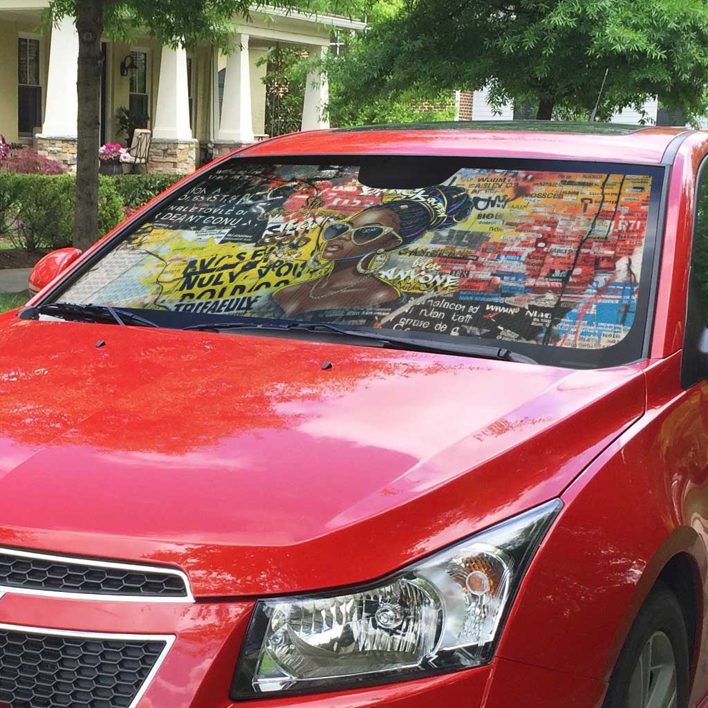 Black Her Story Graffiti Queen Auto Sun Shade Black Woman Empowerment - African Pride